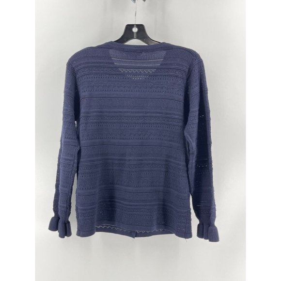 Melrose Chic Women's Black Crochet Knit Long Sleeve Cardigan Sweater Size Small - Picture 5 of 11